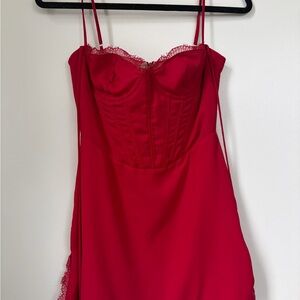 Women's Red Lace-Trim Slip Chemise